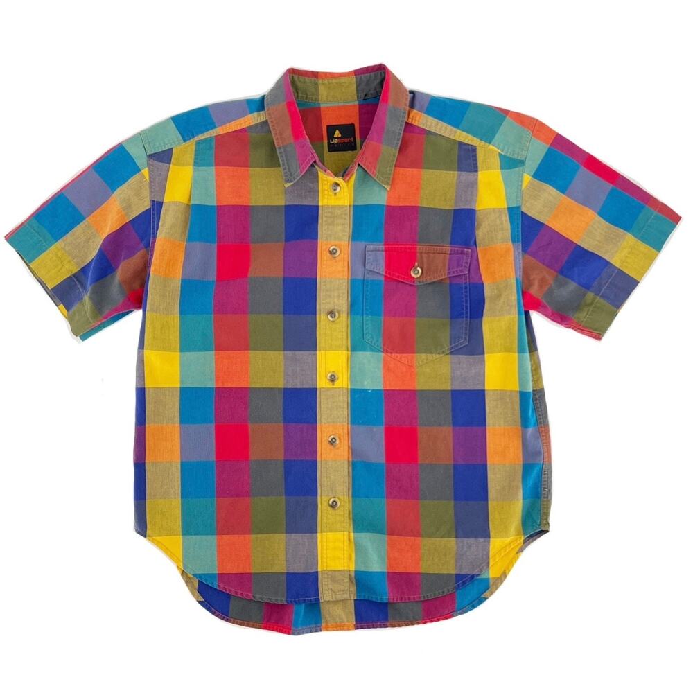 90s multi color button up shirt Liz Sport 1990s vintage